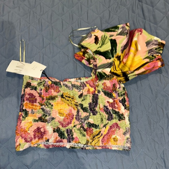 Zara floral one shoulder crop top - Picture 4 of 4
